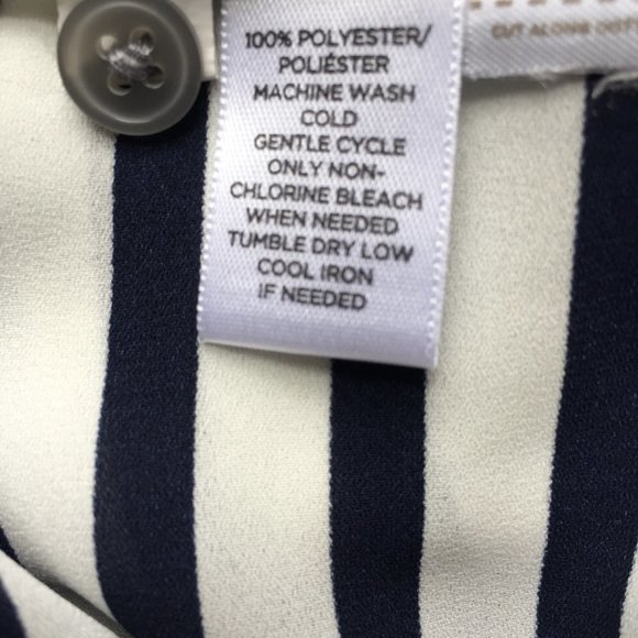 Ann Taylor Loft Women's Navy and Cream Striped Shirt Size M - Picture 2 of 6